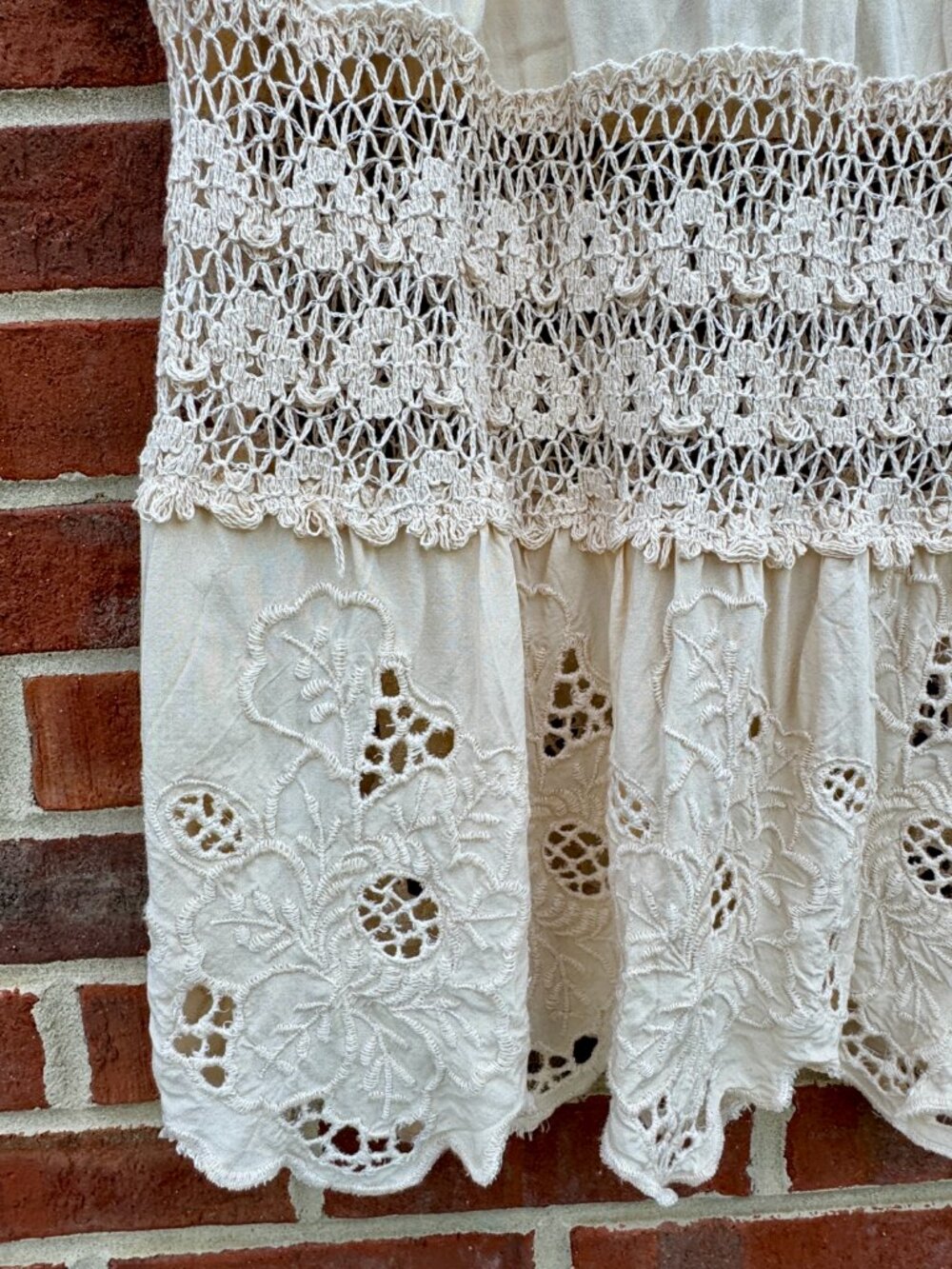 Solitaire Maxi Skirt Large Cream Tiered Crochet Eyelet Lace Detail Boho Romantic - Picture 2 of 10